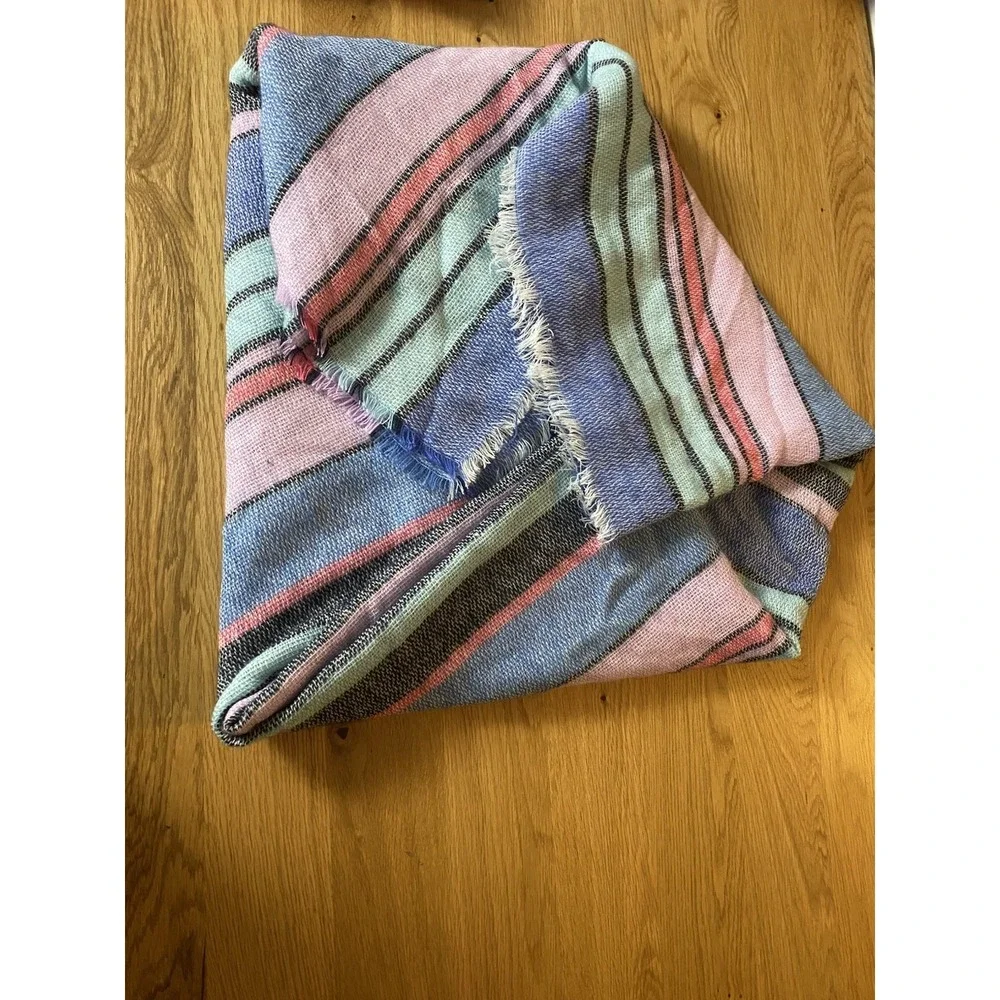 Unbranded Blanket Shawl Bohemian Boho Acrylic Striped Pink Blue Green‎ 60